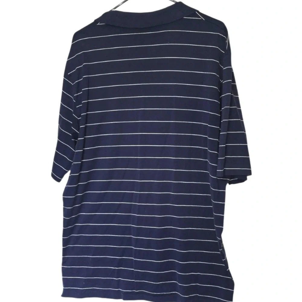 Ralph Lauren Mens Polo Knit Short Sleeve Cotton Blue Stripe‎ Logo Shirt Size Xl